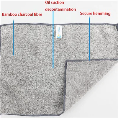 Cynnyrch Glanhau Cartref Di-olew Bambŵ Fiber Cyflenwadau Cegin Tewhau Bambŵ Llwyd Glanhau Brethyn Ar Gyfer Cartref