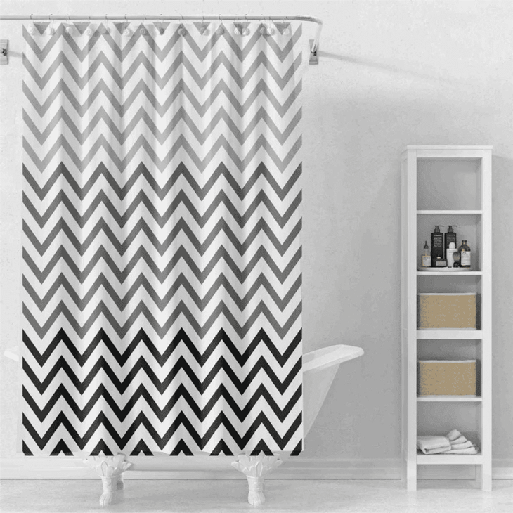 Geometric Simple PEVA Shower Curtain Water Repellent Reusable Bath Curtain